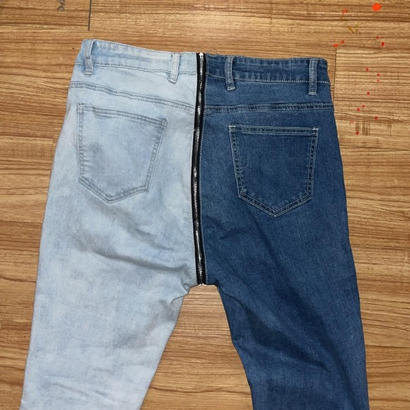 Fashion Nova two tone Skinny jeans full zip fly sz Medium - Picture 6 of 6